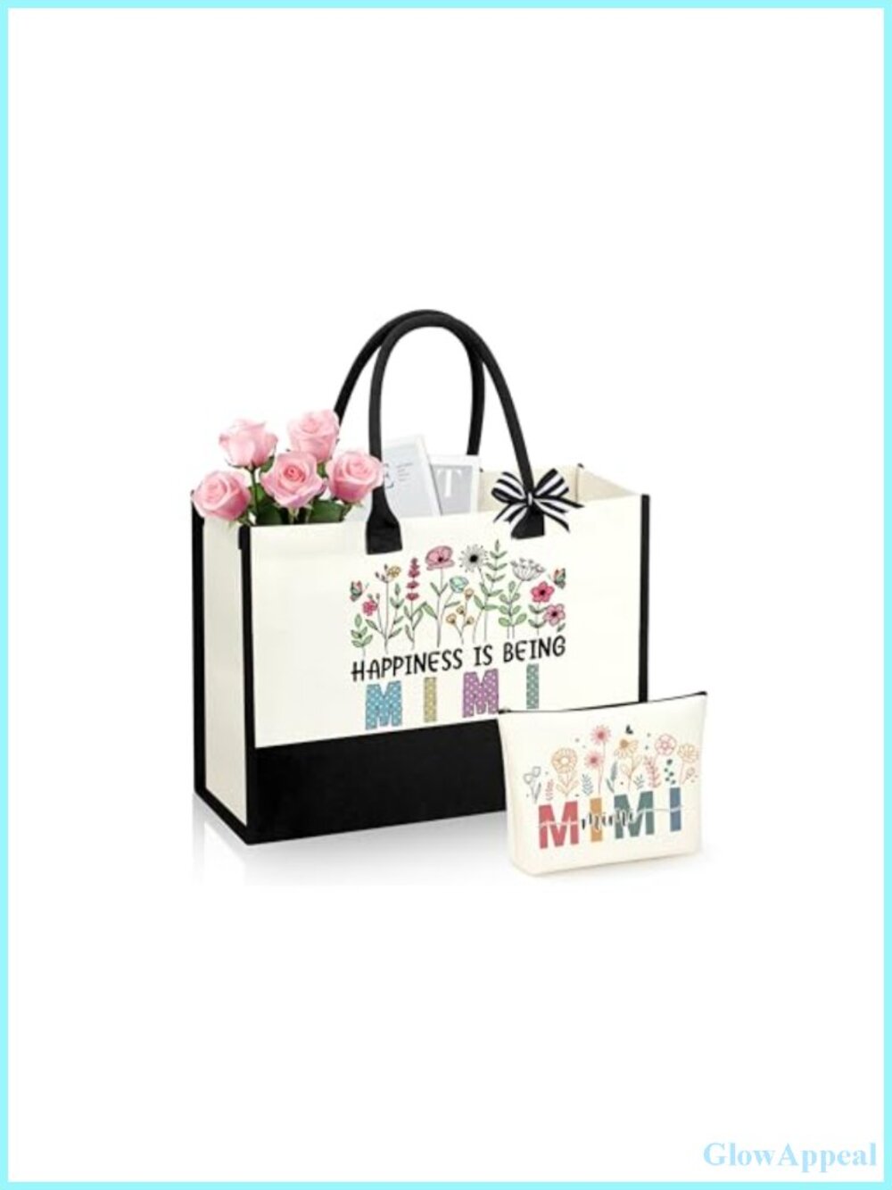 Canvas Tote & Makeup Bag Set - Grandma Aunt Mimi Gift